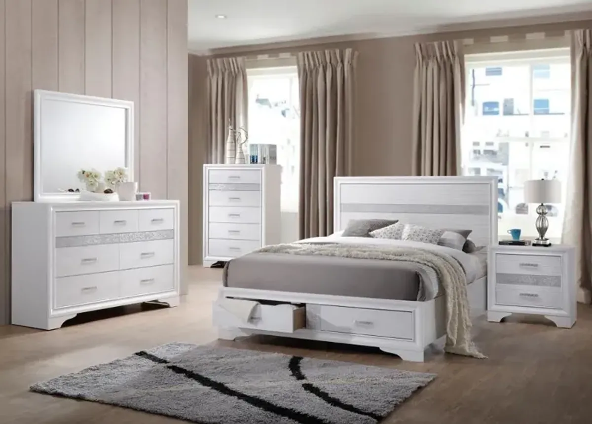 Miranda Eastern King 2-drawer Storage Bed White