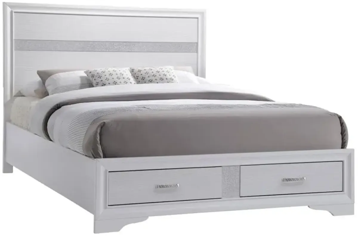 Miranda Eastern King 2-drawer Storage Bed White