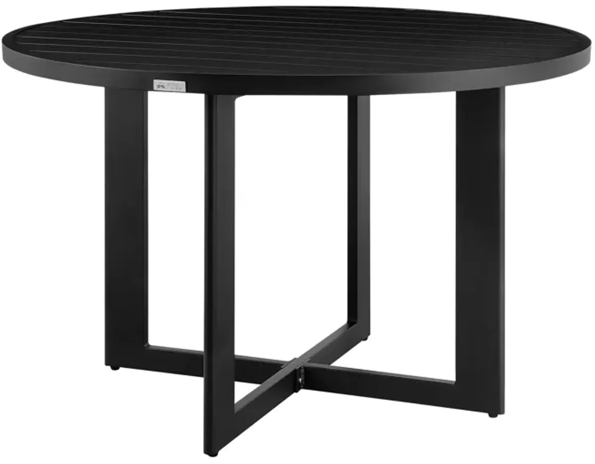 Grand Outdoor Patio Round Dining Table in Aluminum