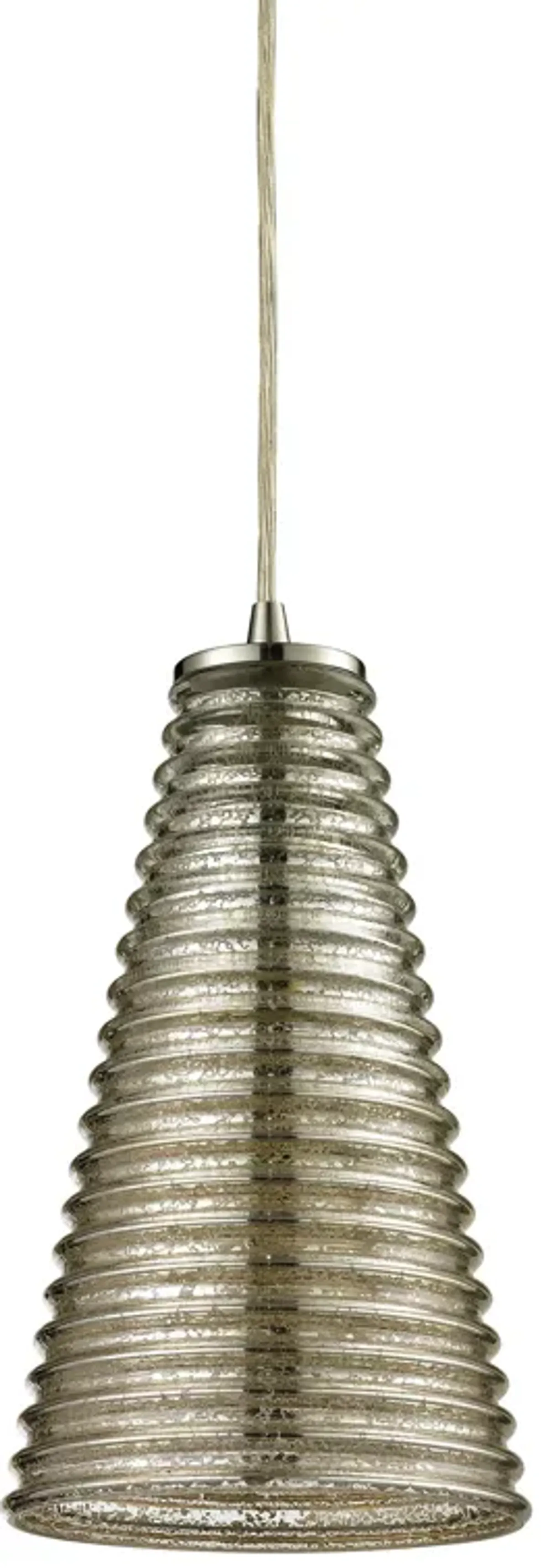 Ribbed Glass 6" Wide 1-Light Mini Pendant - Satin Nickel