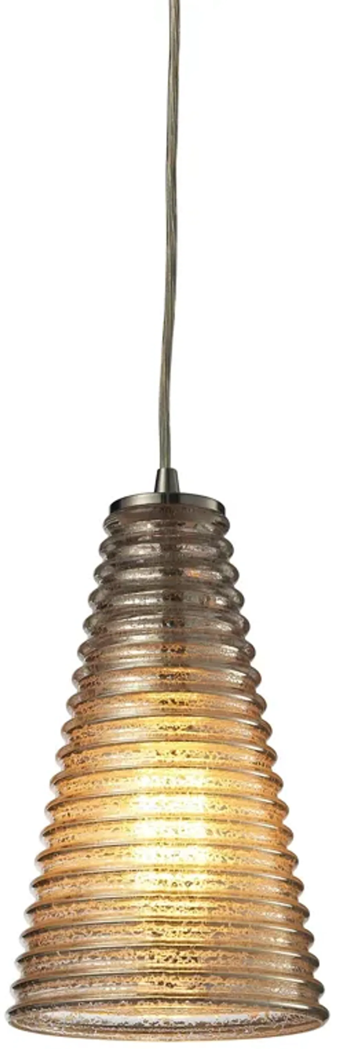 Ribbed Glass 6" Wide 1-Light Mini Pendant - Satin Nickel