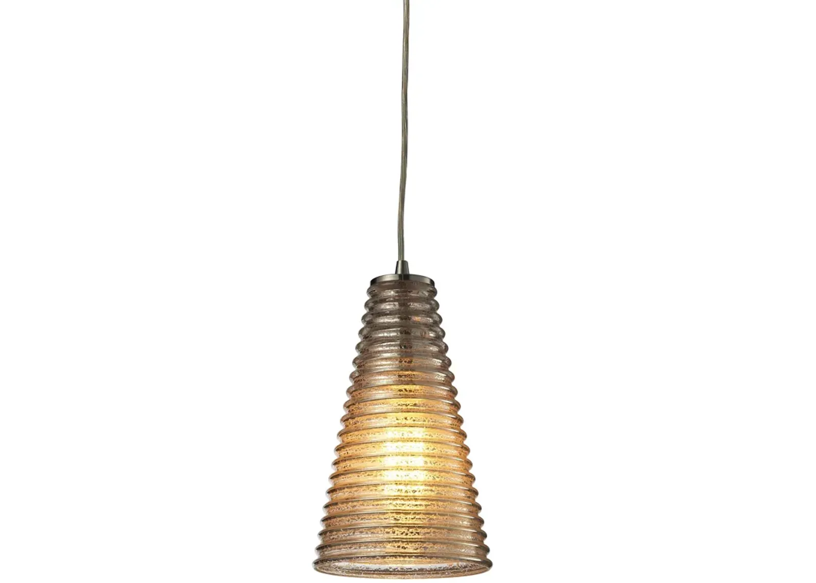 Ribbed Glass 6" Wide 1-Light Mini Pendant - Satin Nickel