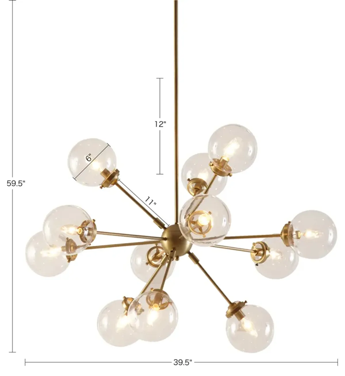 INK+IVY Paige Gold 12-Light Chandelier with Oversized Globe Bulbs