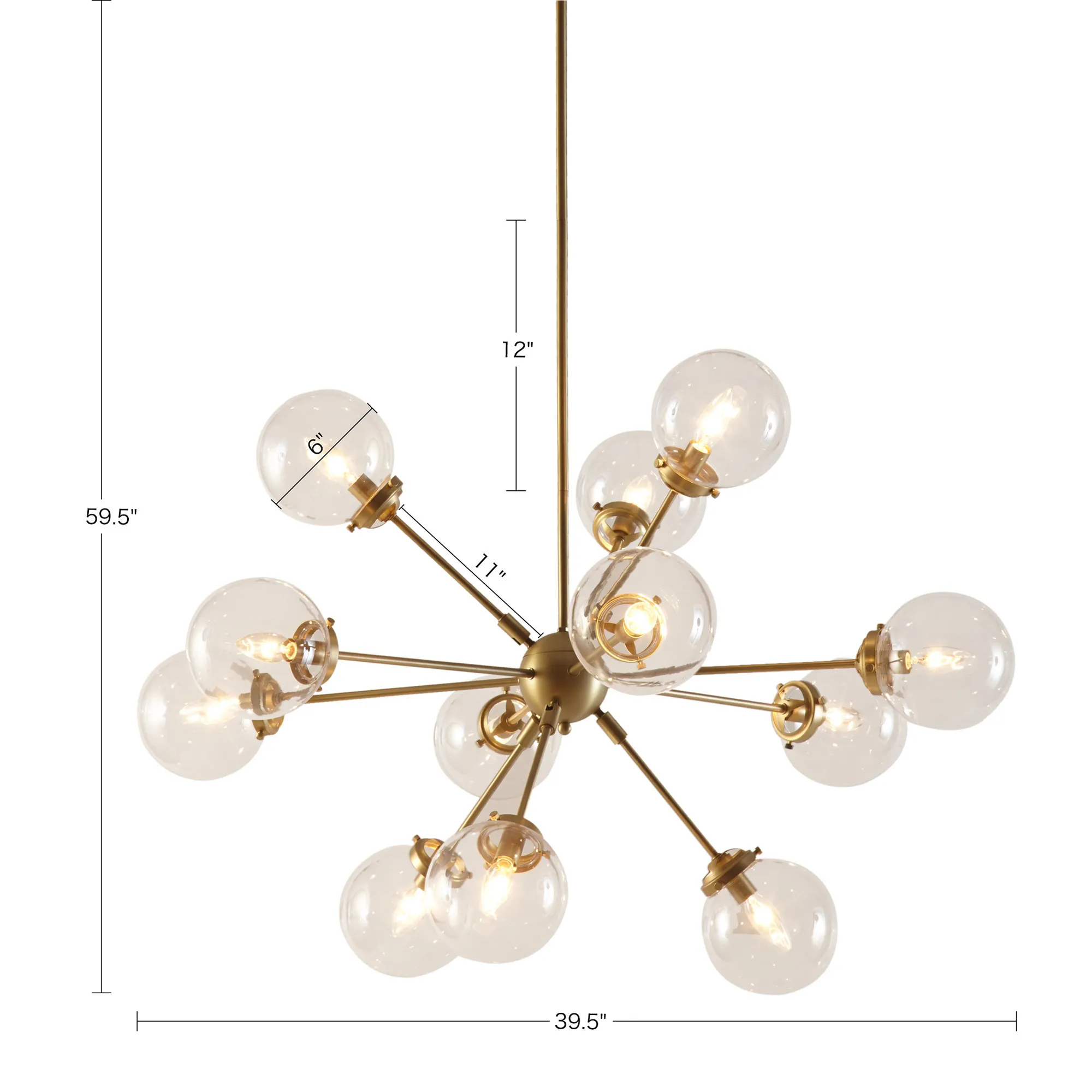 INK+IVY Paige Gold 12-Light Chandelier with Oversized Globe Bulbs