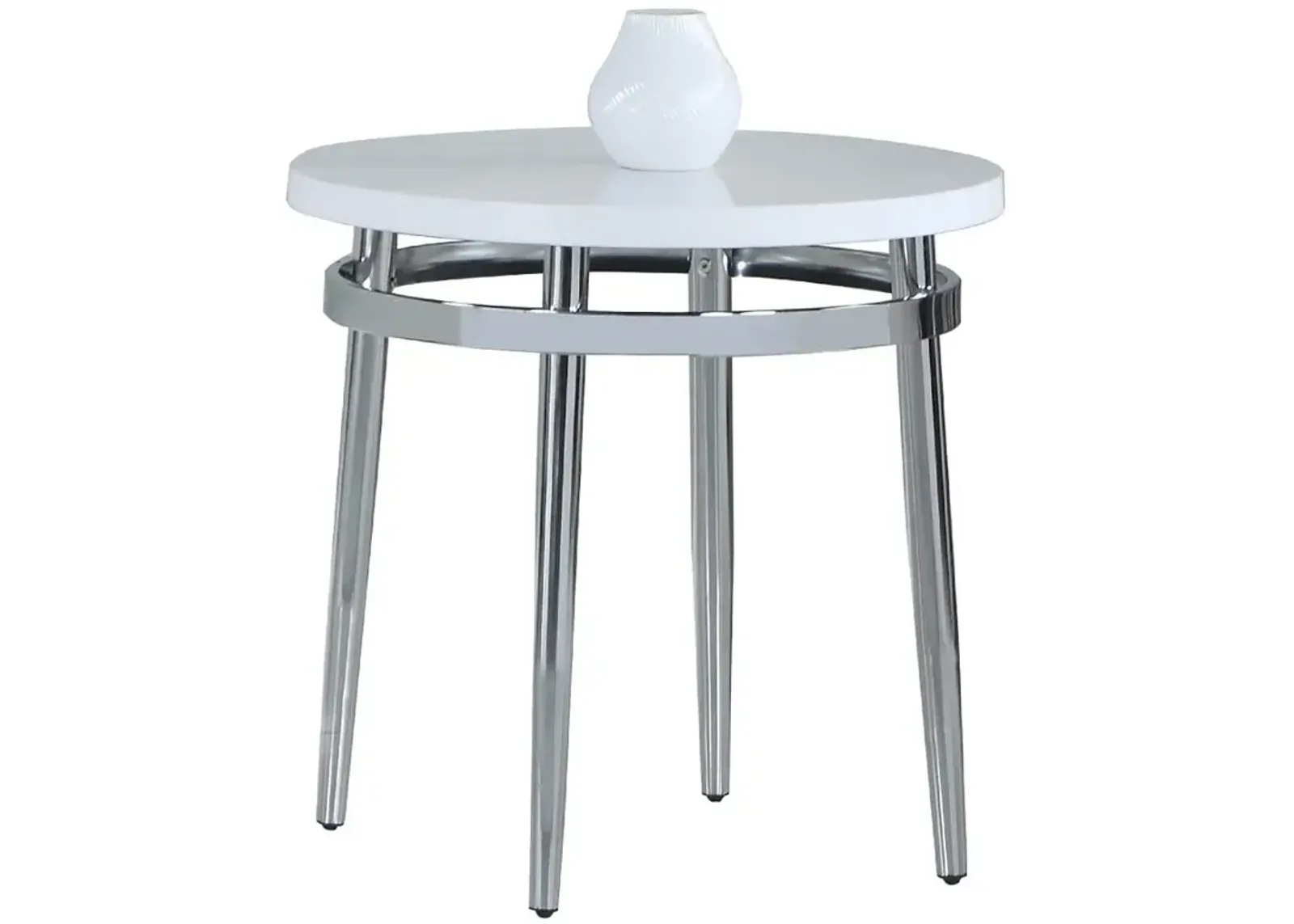 Avilla Round End Table White and Chrome