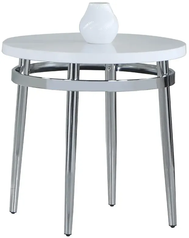 Avilla Round End Table White and Chrome