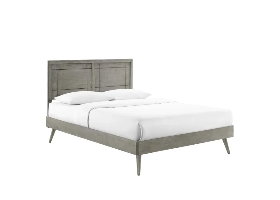 Marlee King Wood Platform Bed With Splayed Legs