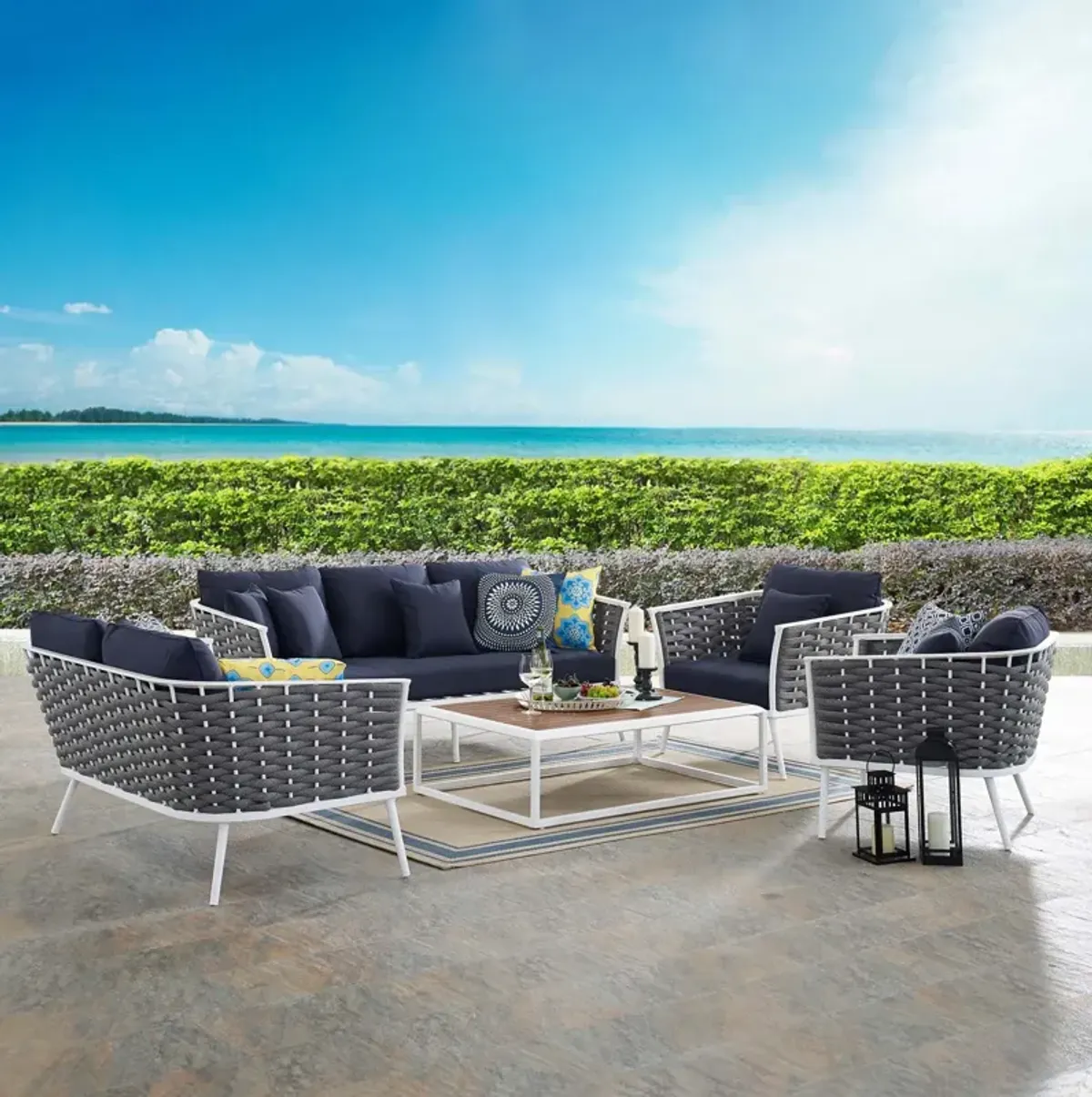 Stance 5 Piece Outdoor Patio Aluminum Sectional Sofa Set