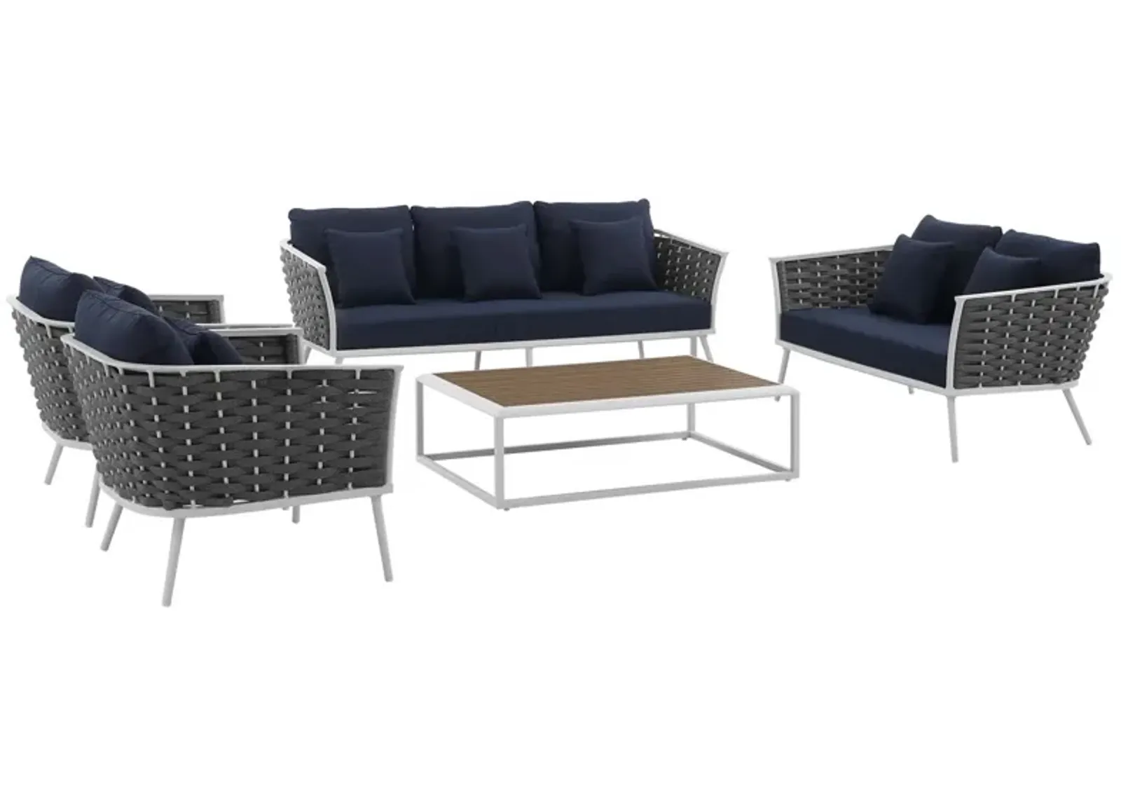 Stance 5 Piece Outdoor Patio Aluminum Sectional Sofa Set