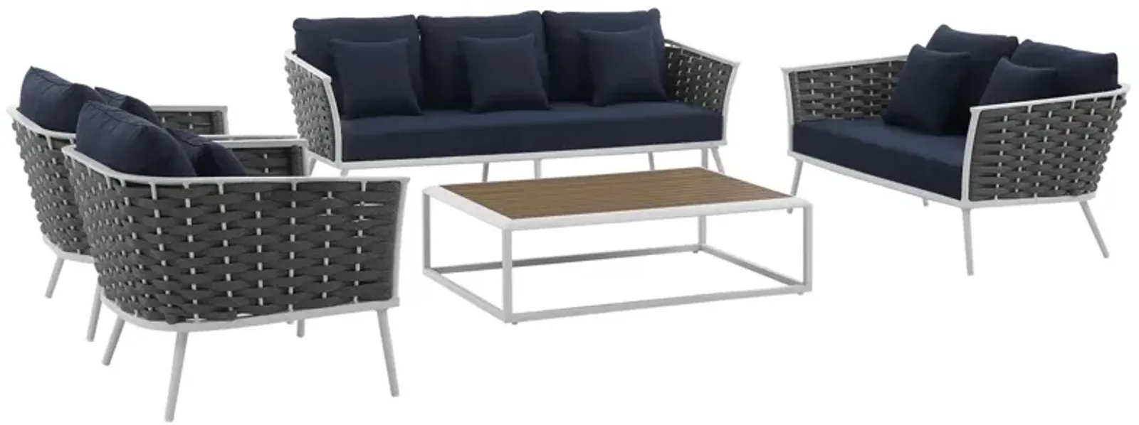 Stance 5 Piece Outdoor Patio Aluminum Sectional Sofa Set