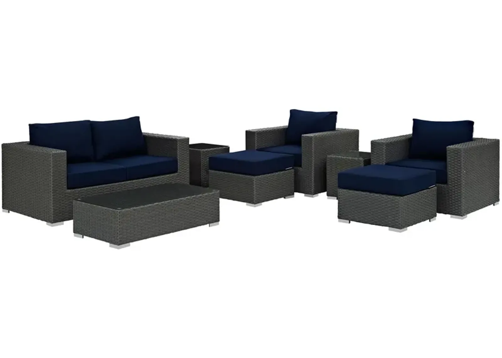 Sojourn 8 Piece Outdoor Patio Sunbrella® Sectional Set