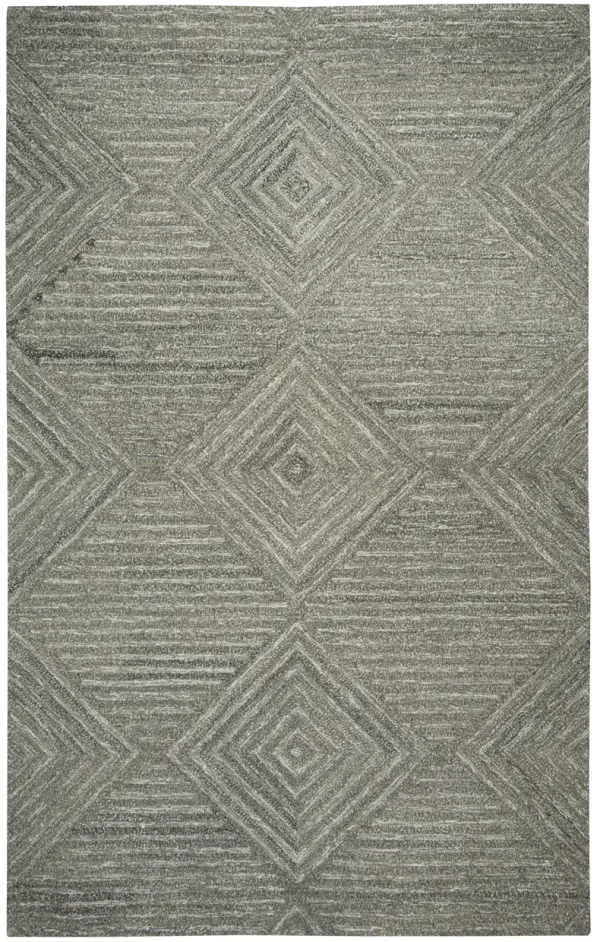 Suffolk Gray/Natural Geometric/Solid Wool 5' x 8' Rectangle Rug