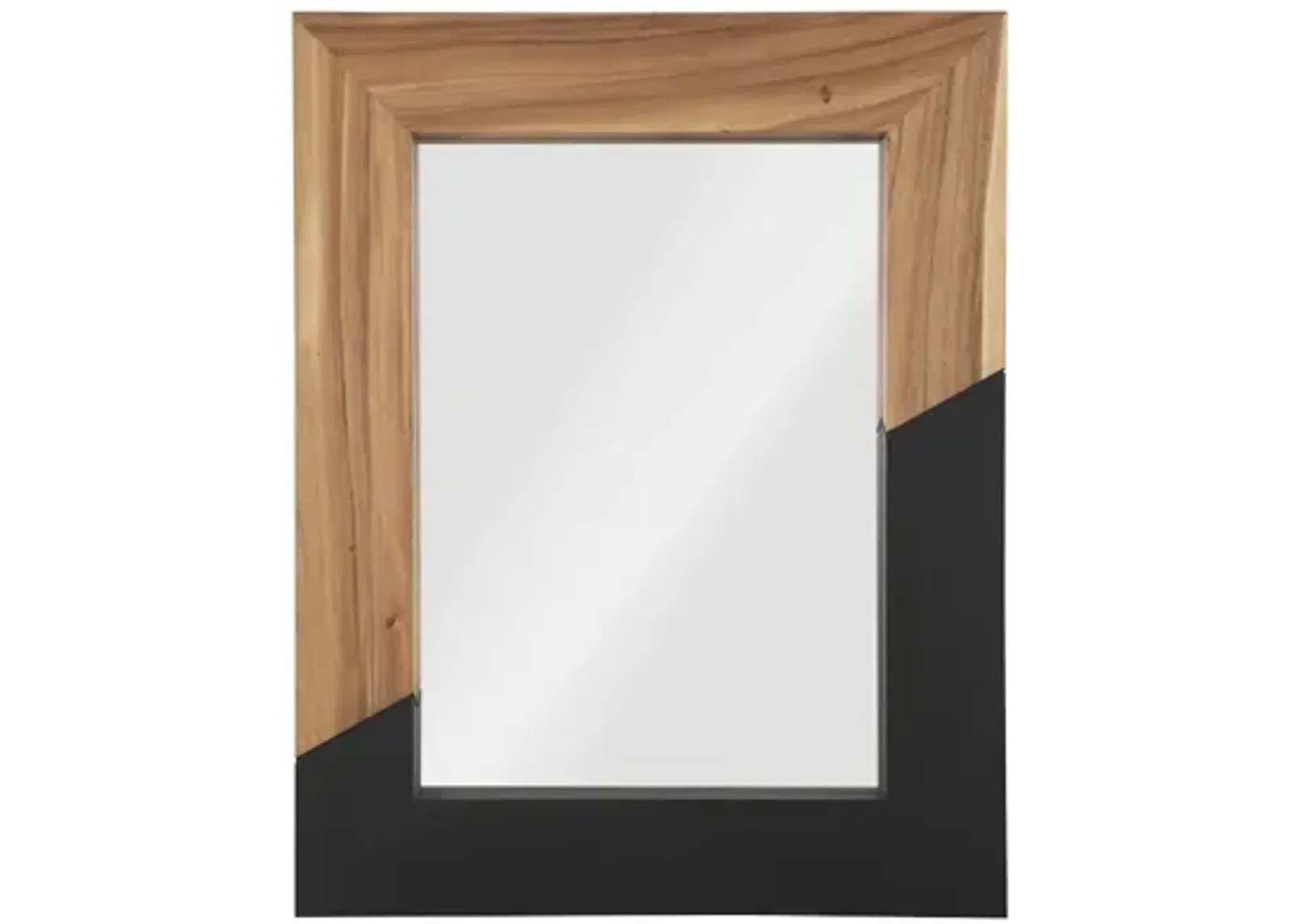 Geometry Wood Mirror, Natural,Black