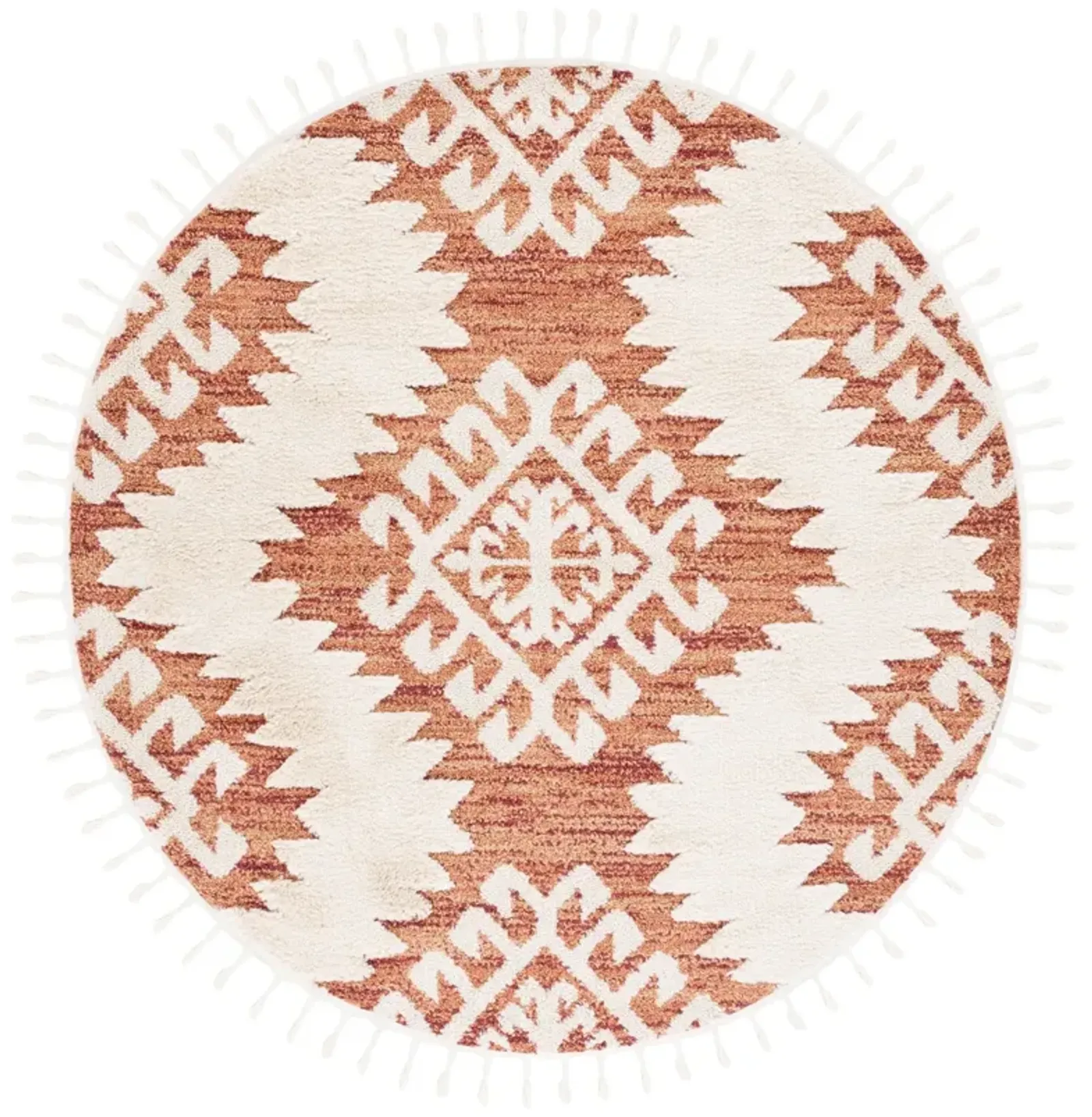 MOROCCAN TASSEL SHAG 652 ORANGE  4' x 4' Round Round Rug