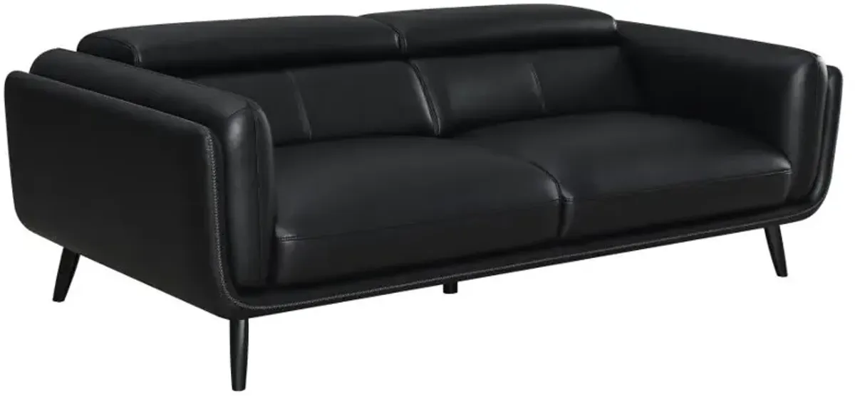 Shania Track Arms Sofa with Tapered Legs Black