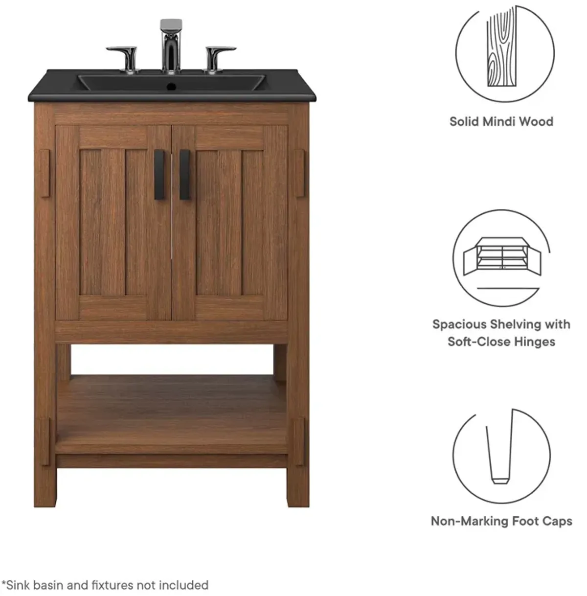 Ashlyn 24" Wood Bathroom Vanity Cabinet (Sink Basin Not Included)