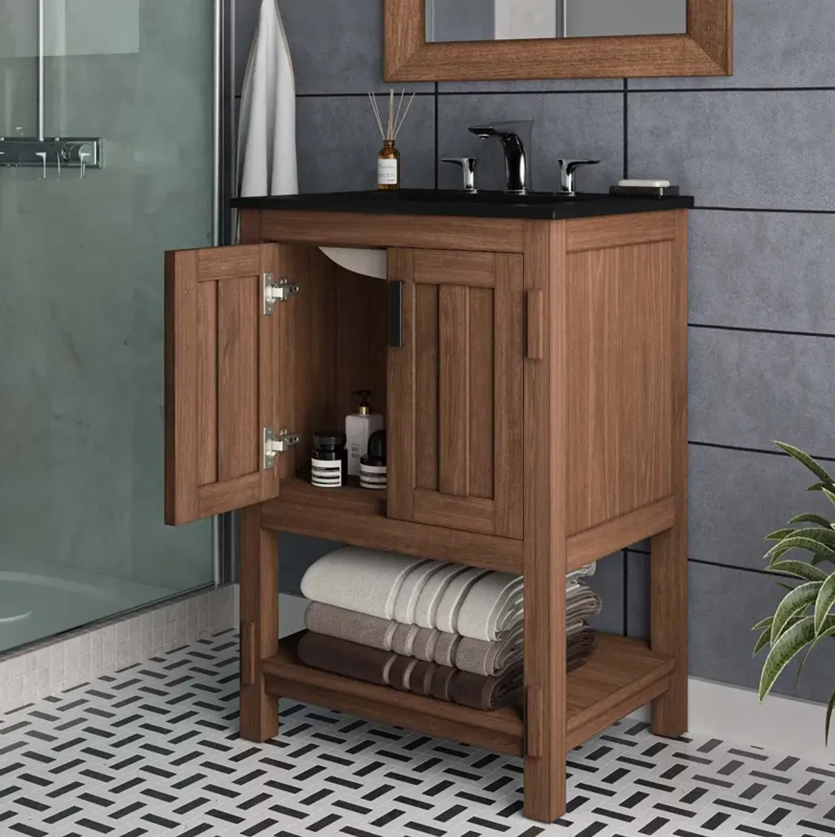 Ashlyn 24" Wood Bathroom Vanity Cabinet (Sink Basin Not Included)