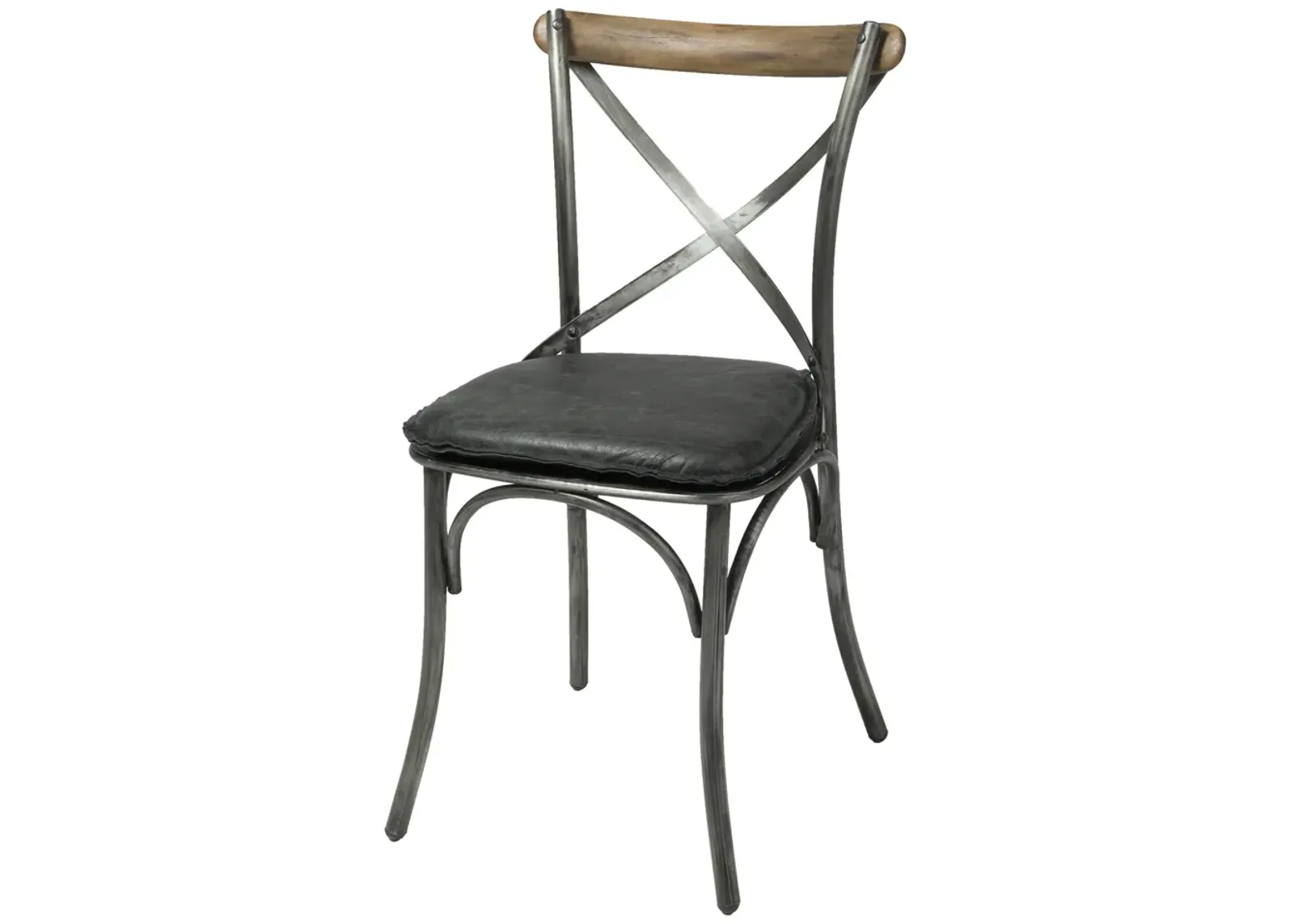 Metal Crossback Chair with Black Seat Cushion