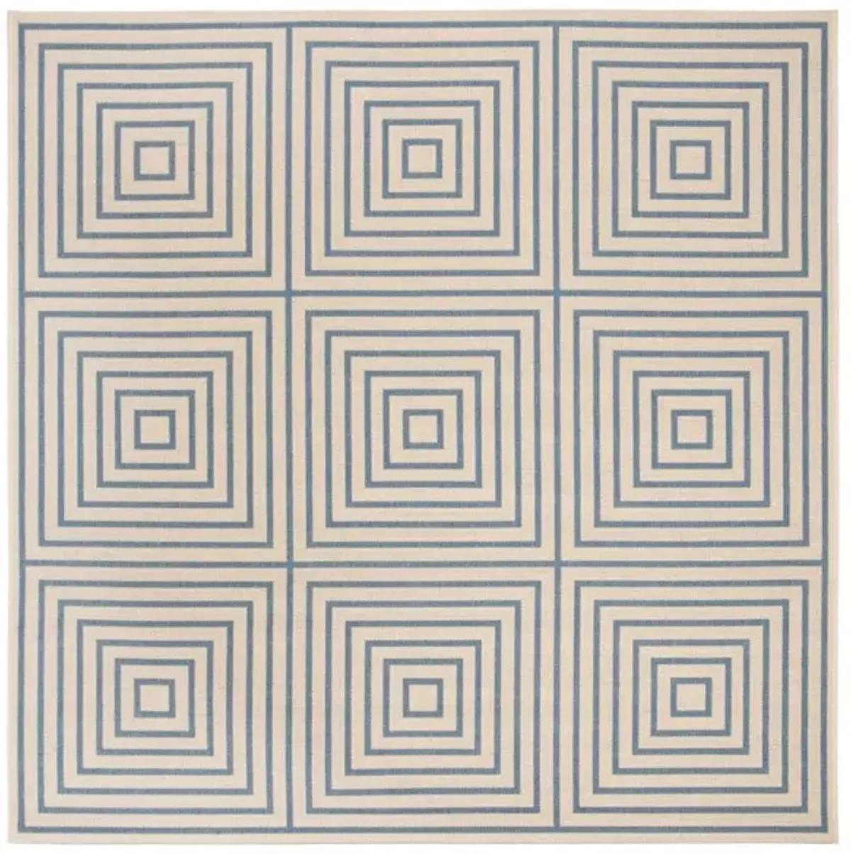 LINDEN 123 Collection LND123N-6SQ Cream / Blue 6'-7" X 6'-7" Square