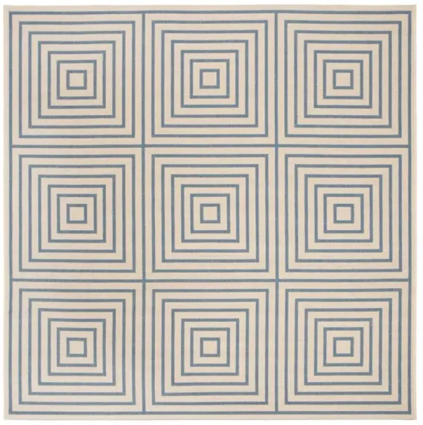 LINDEN 123 Collection LND123N-6SQ Cream / Blue 6'-7" X 6'-7" Square