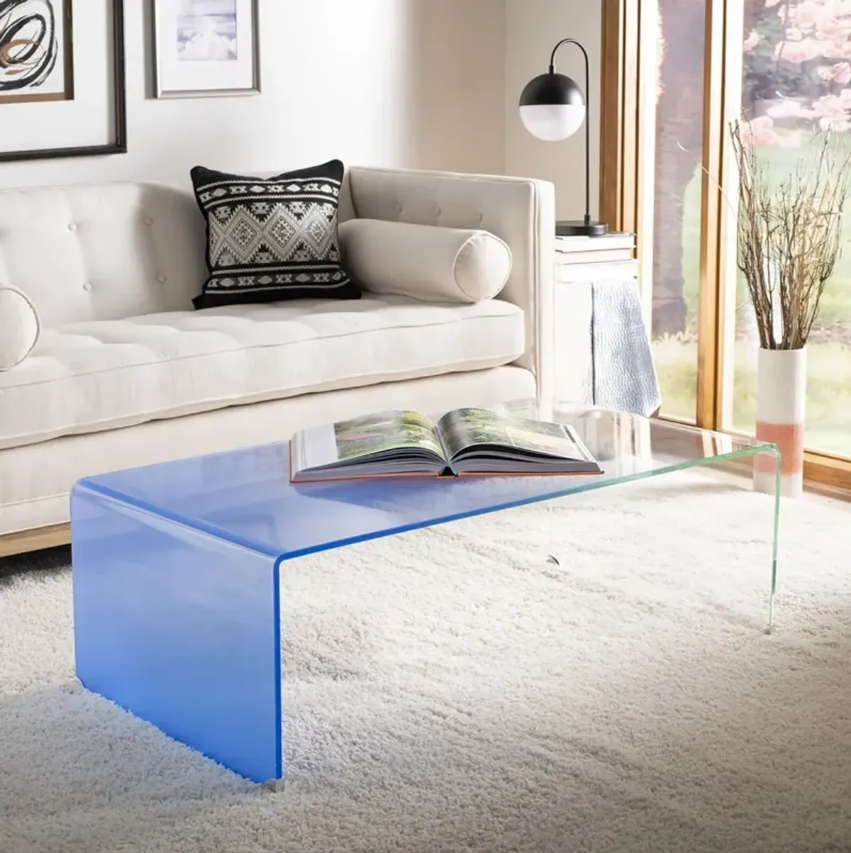 CRYSTA OMBRE GLASS COFFEE TABLE