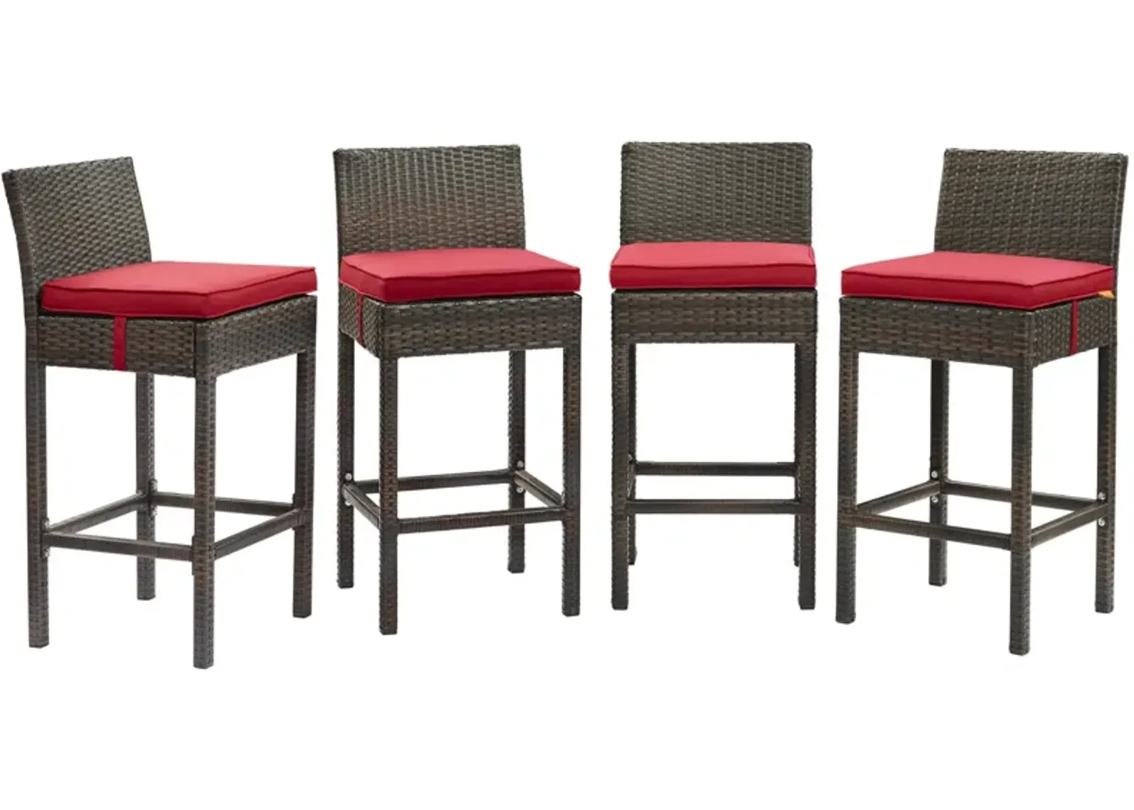 Conduit Bar Stool Outdoor Patio Wicker Rattan Set of 4