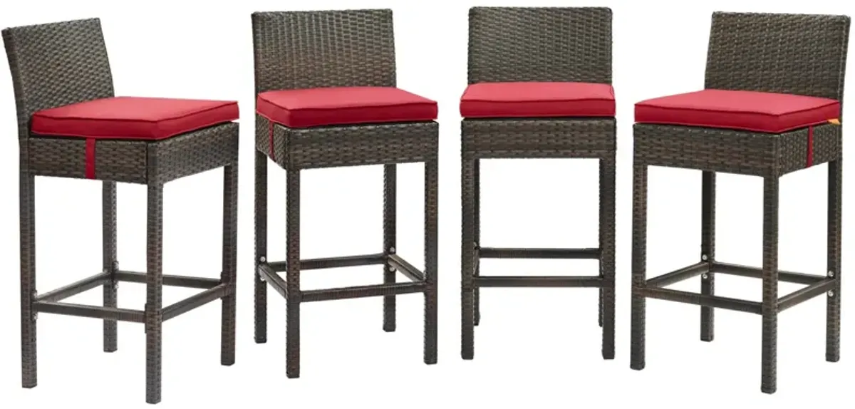 Conduit Bar Stool Outdoor Patio Wicker Rattan Set of 4