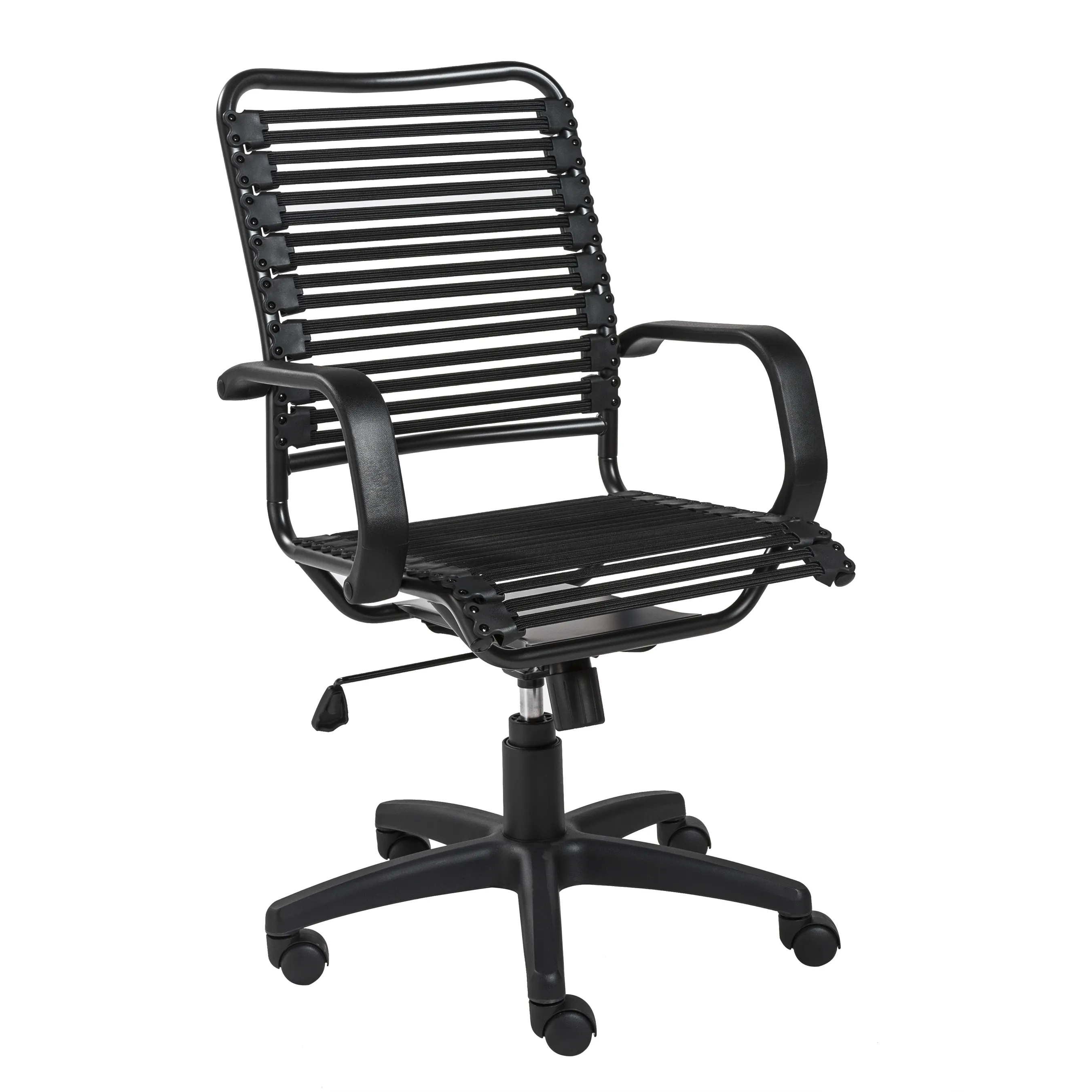 Allison Bungie Flat High Back Office Chair in Black with Graphite Black Frame and Black Base