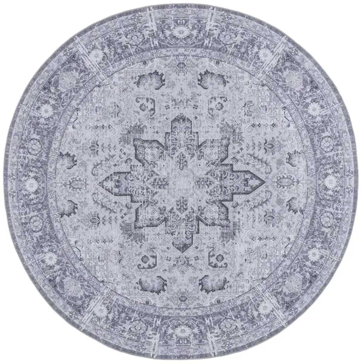 TUCSON 113 M/W S/R DARK GREY  6' x 6' Round Round Rug