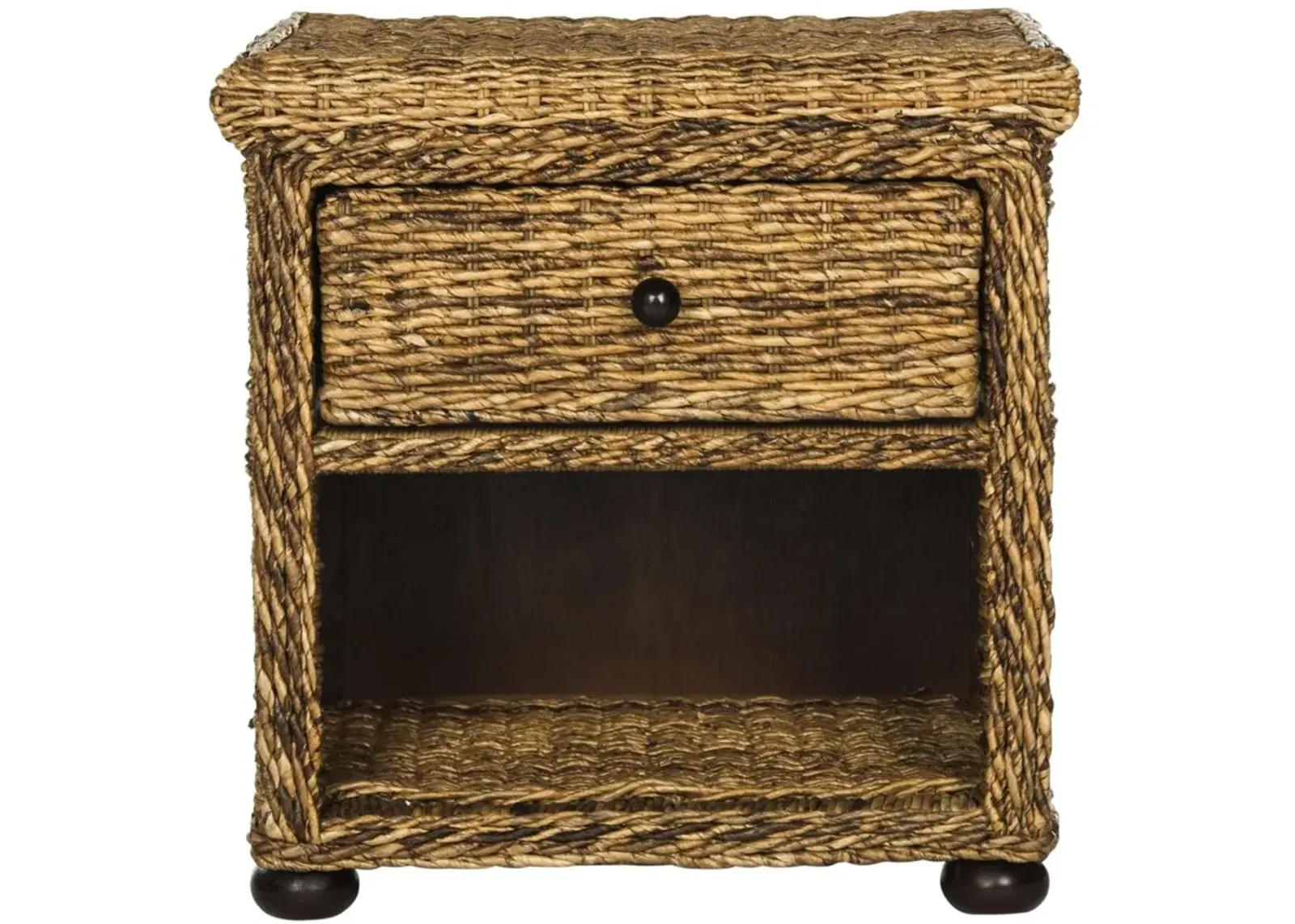 MAGI NATURAL BROWN WICKER NIGHTSTAND WITH DRAWER AND 8"H STORAGE