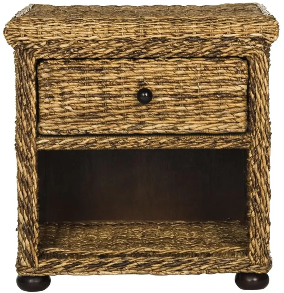 MAGI NATURAL BROWN WICKER NIGHTSTAND WITH DRAWER AND 8"H STORAGE