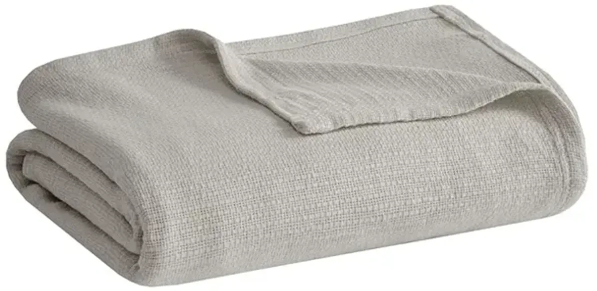 Madison Park Freshspun Basketweave Grey Cotton Blanket