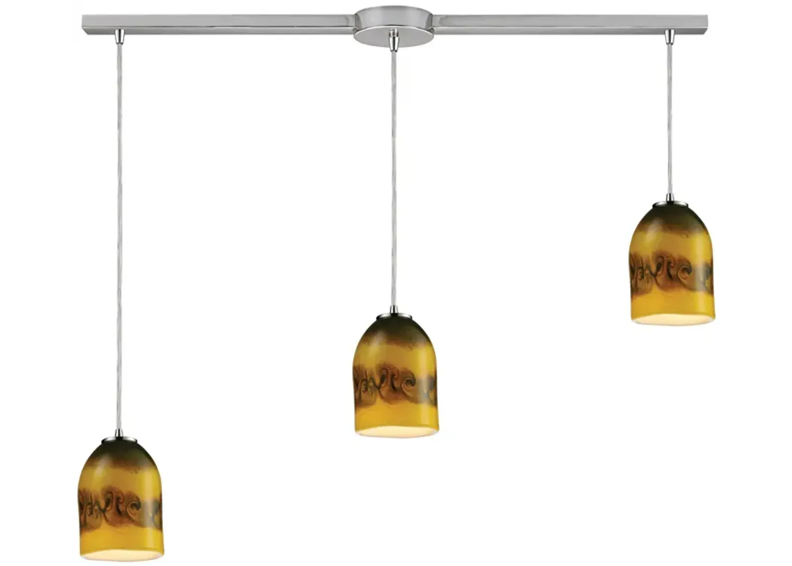 Cosmos 3-Light Linear Pendant Solar Flare in Satin Nickel