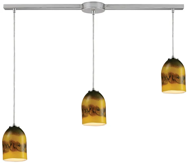 Cosmos 3-Light Linear Pendant Solar Flare in Satin Nickel