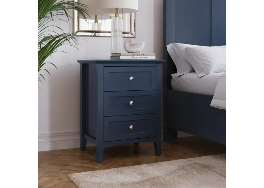 Grace Three Drawer Nightstand in Blueberry