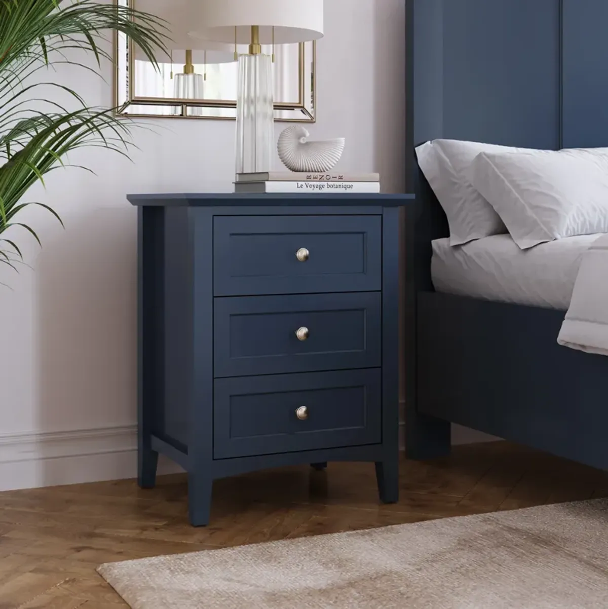 Grace Three Drawer Nightstand in Blueberry