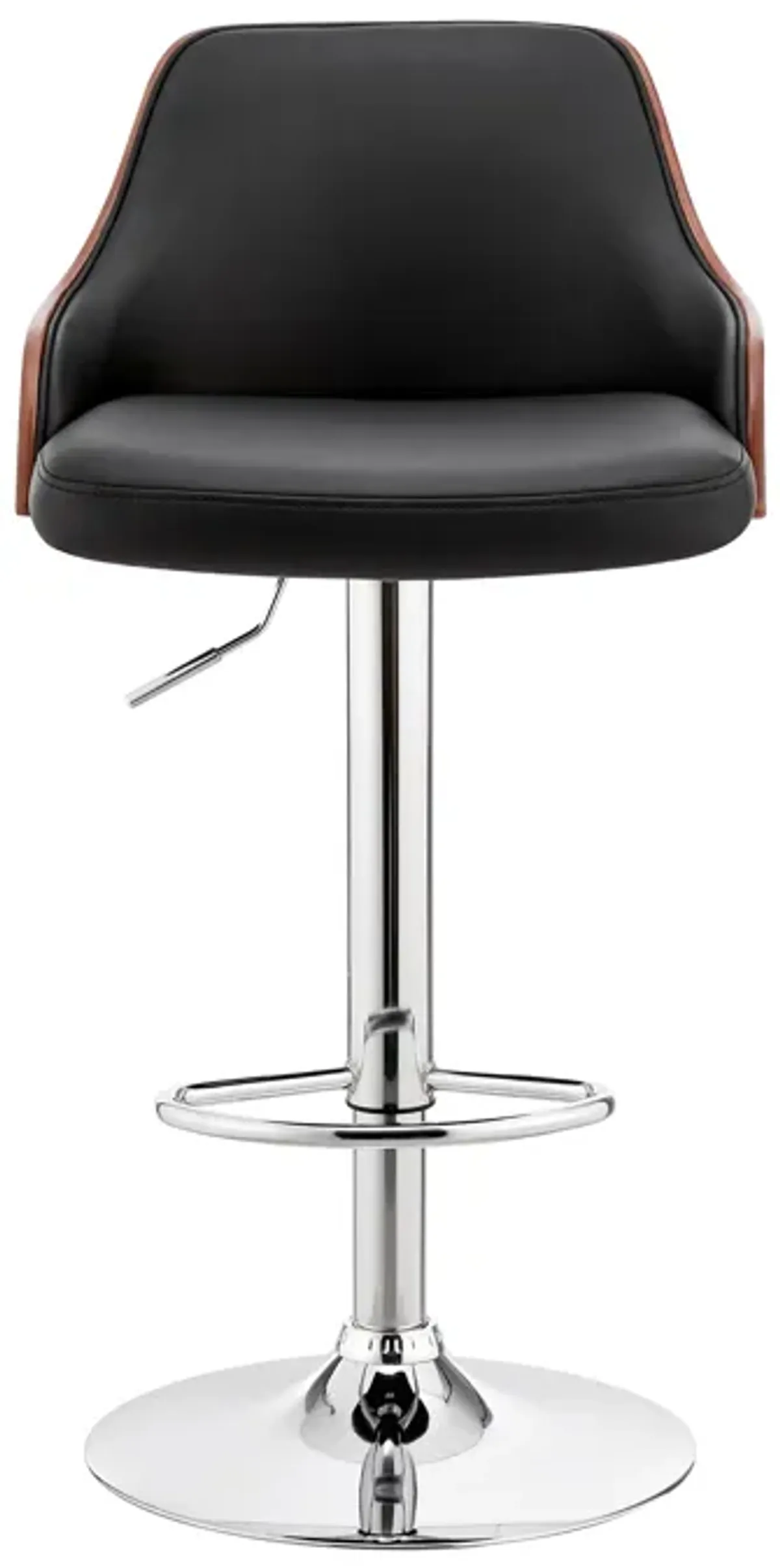 Asher Adjustable Black Faux Leather and Chrome Finish Bar Stool