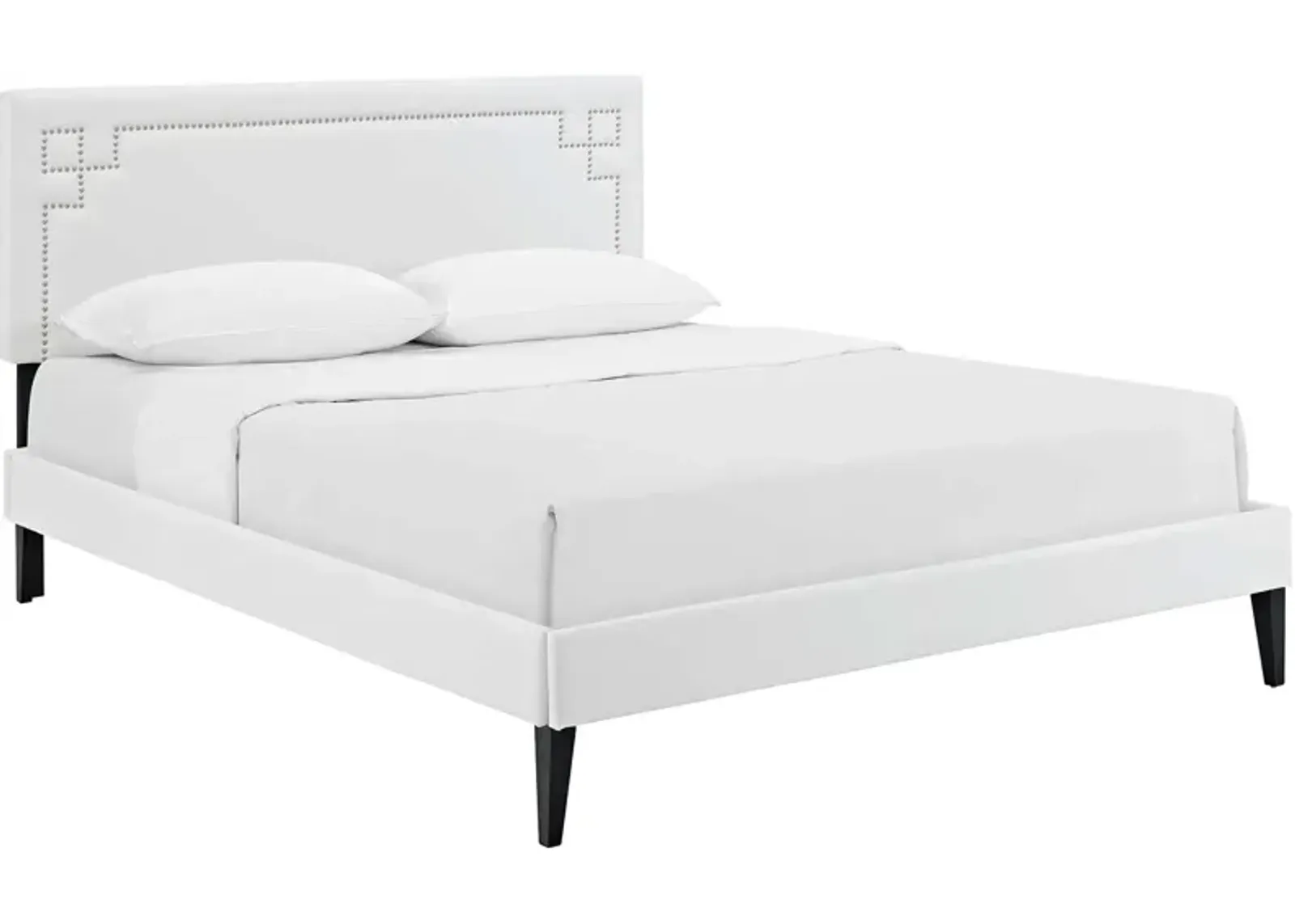 Ruthie Queen Vinyl Platform Bed with Squared Tapered Legs