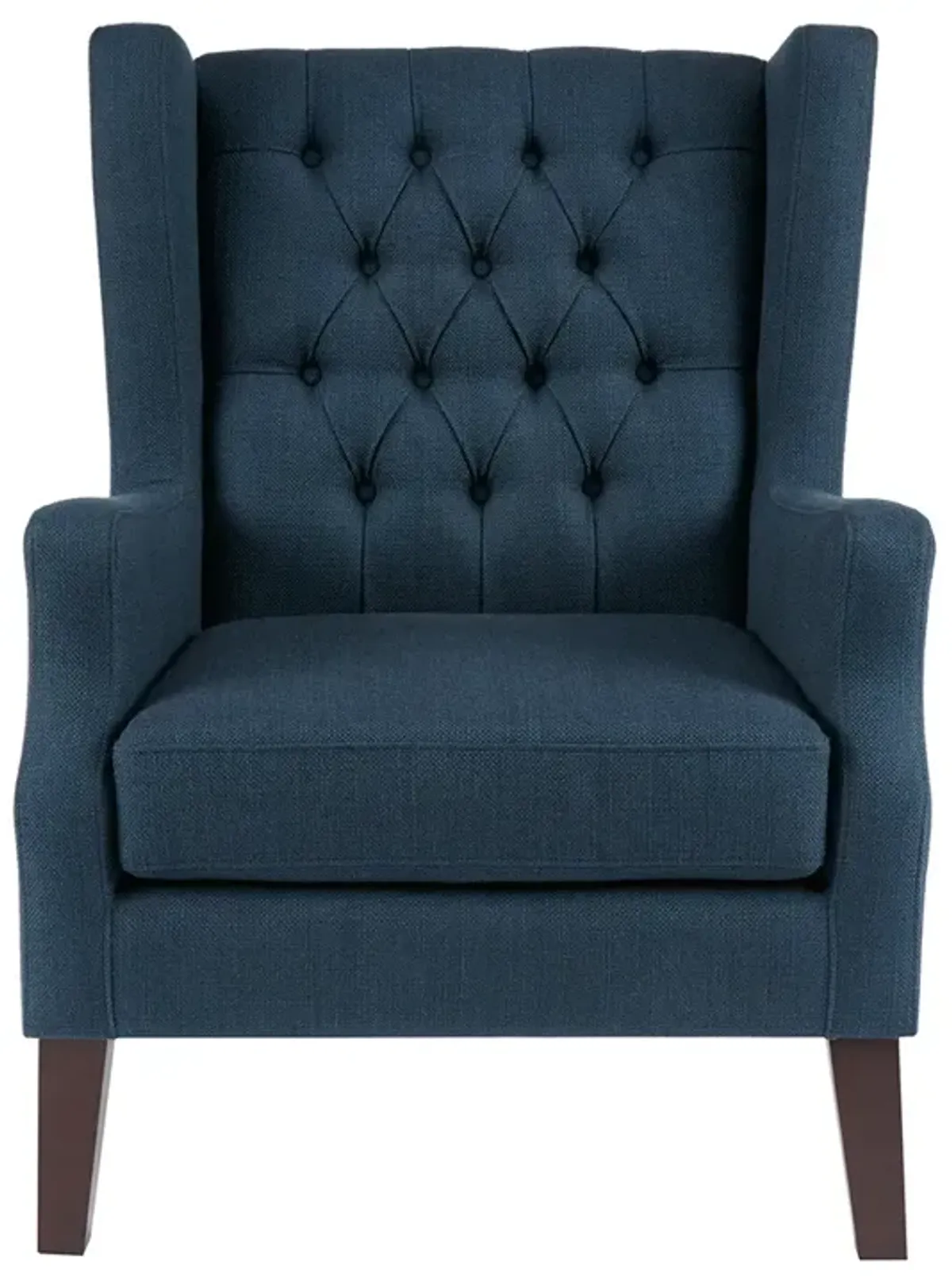 Madison Park Maxwell Navy Button Tufted Wing Chair