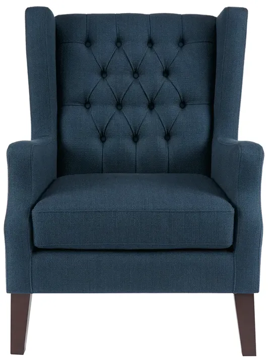 Madison Park Maxwell Navy Button Tufted Wing Chair