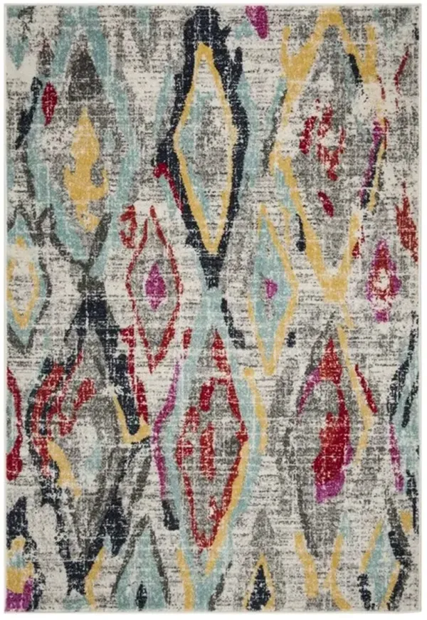 ADIRONDACK Contemporary Light Grey / Red 2'-6" X 8' Powerloomed Rug