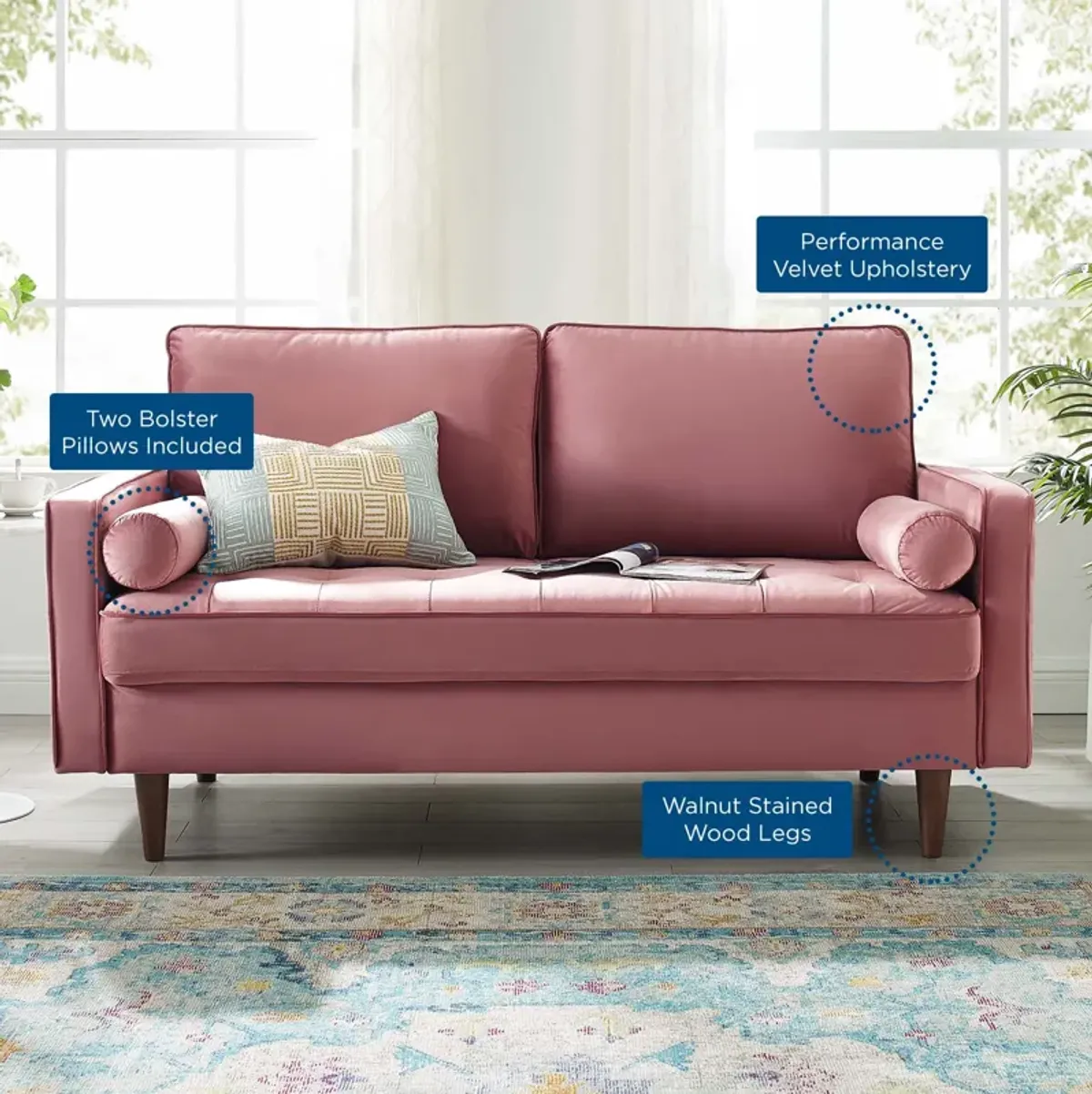 Valour Performance Velvet Loveseat