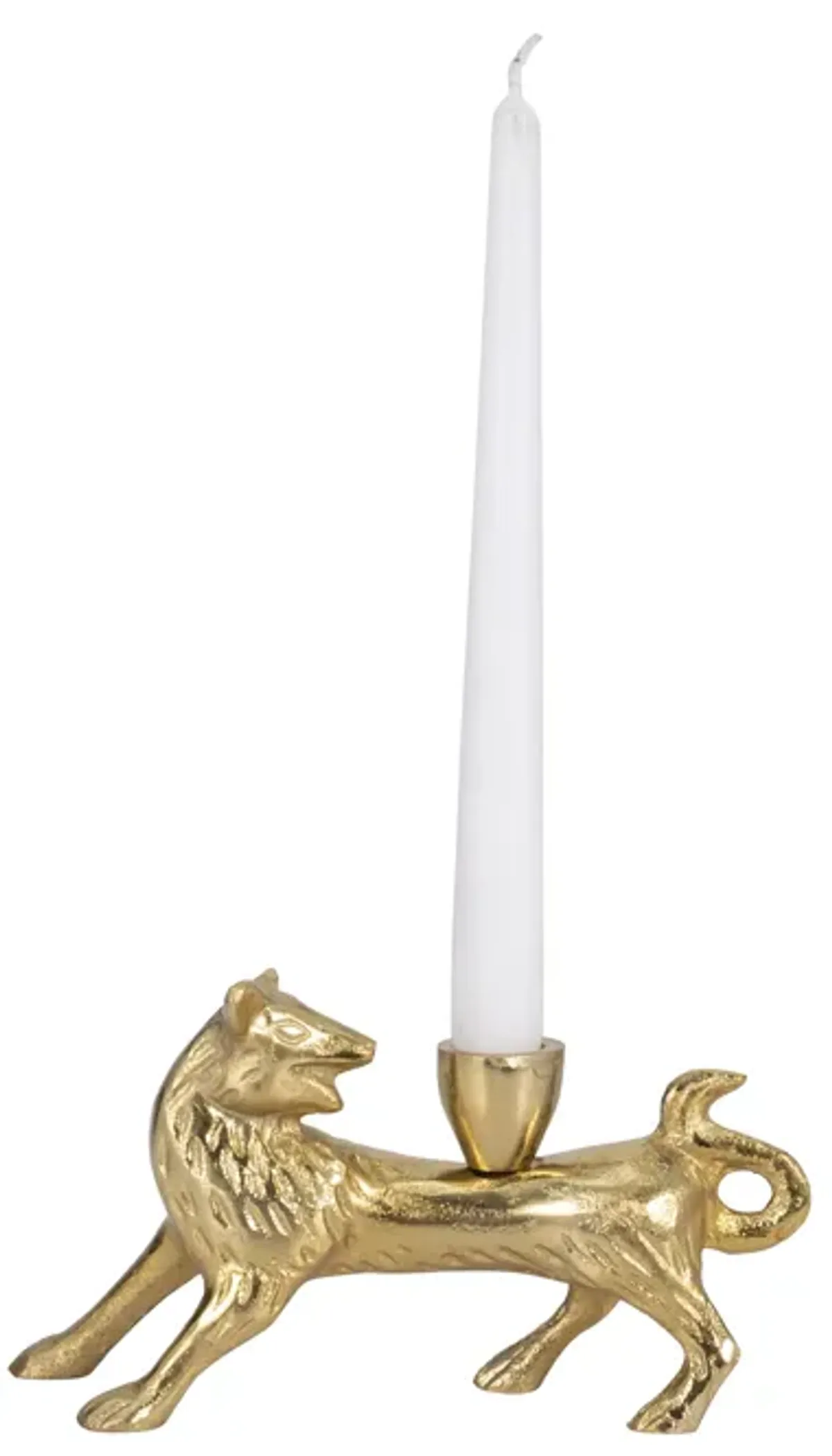 8" Fox Taper Candle Holder, Gold