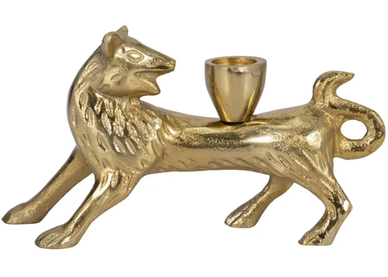 8" Fox Taper Candle Holder, Gold