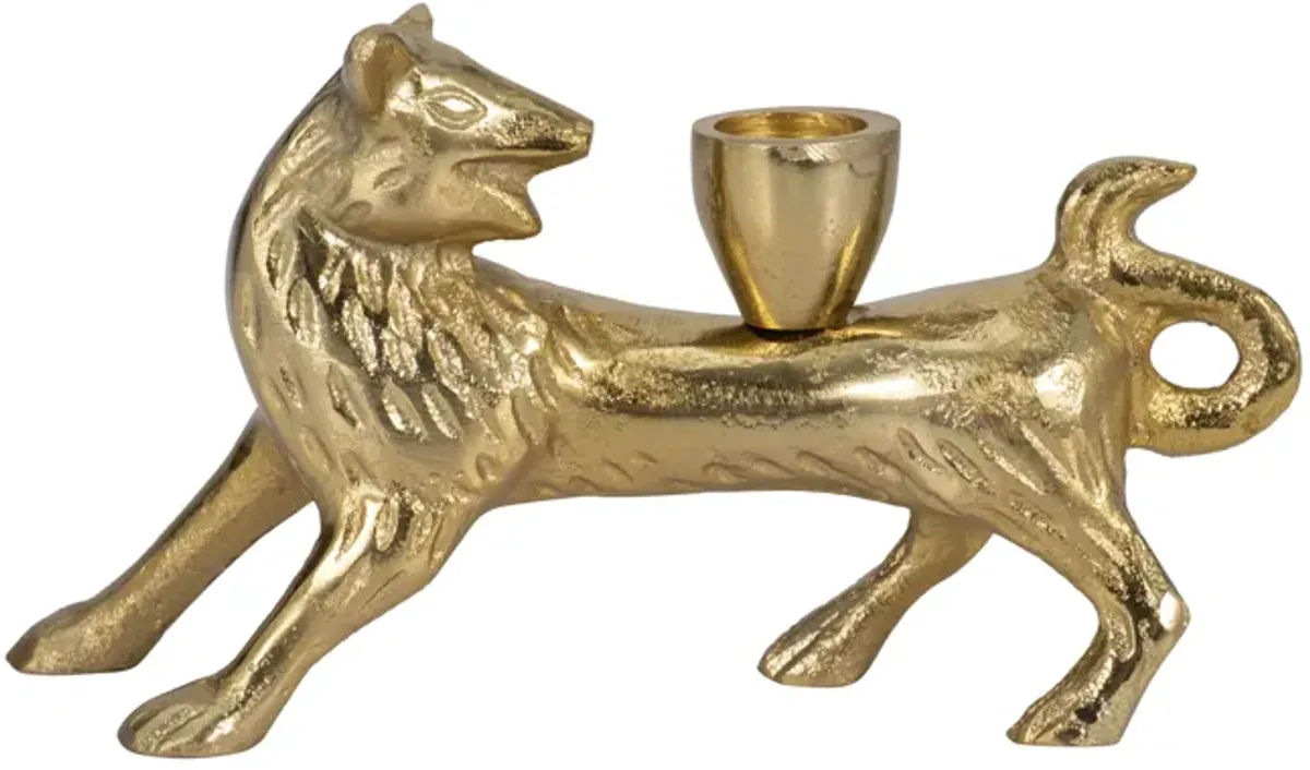 8" Fox Taper Candle Holder, Gold