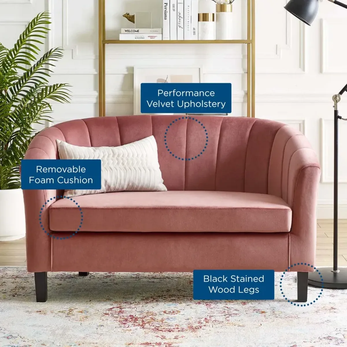 Prospect Channel Tufted Performance Velvet Loveseat