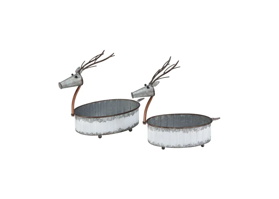 Winterbrigde Reindeer Pots (Set of 2) - Sawyer White