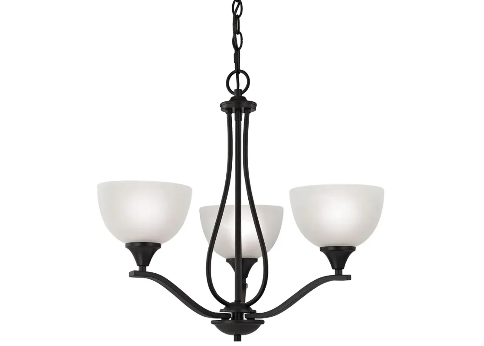 Bristol Lane 3-Light Chandelier in Oil Rubbed Bronze with White Glass