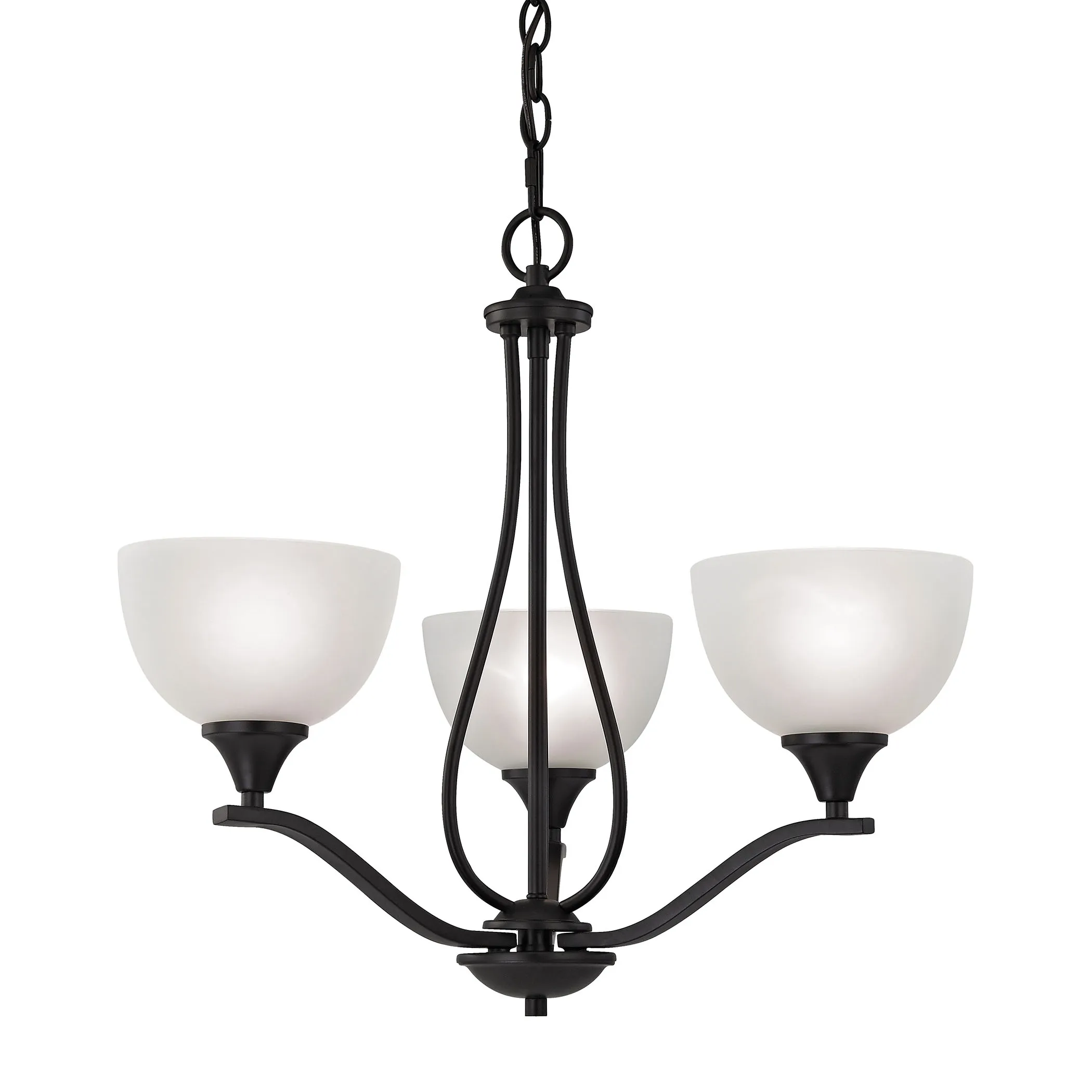 Bristol Lane 3-Light Chandelier in Oil Rubbed Bronze with White Glass