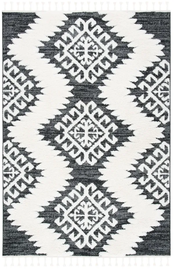MOROCCAN TASSEL SHAG 652 DARK GREY  2'-3' x 4' Accent Rug